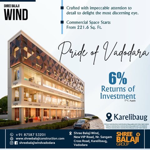 Shree Balaji Wind | Luxurious Apartments | Showrooms | Healthcare Hub in Vadodara project photo 3 in Arvind Park Society, Vadodara
